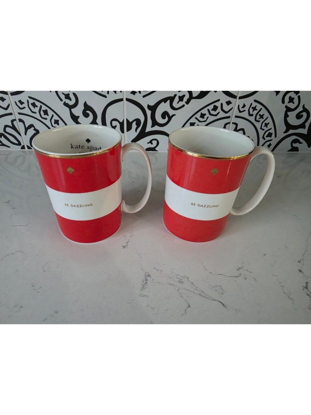 Kate Spade New York Be Dazzling Coffee Mug Set of 2 Simply Sparkling Lenox Red